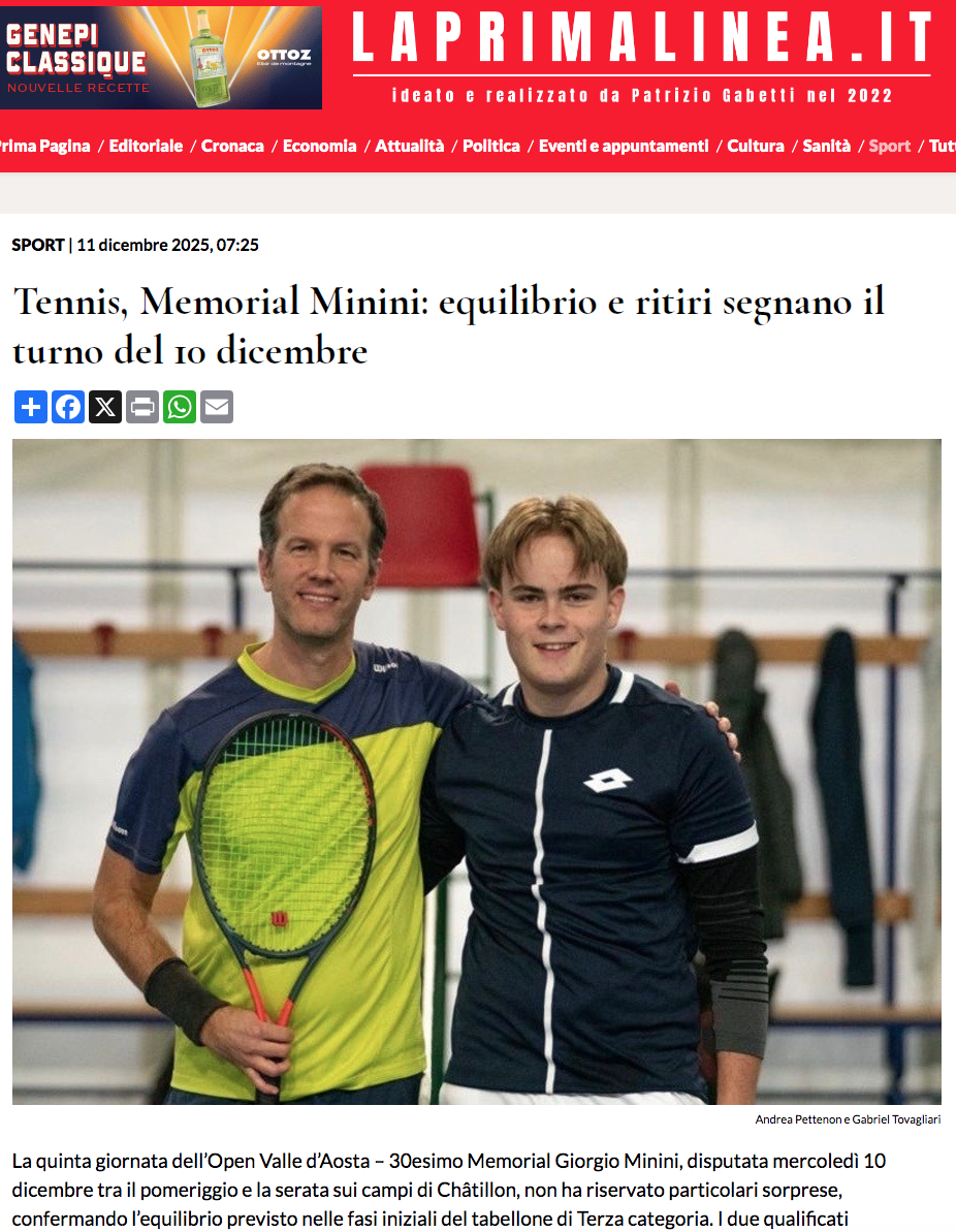 Tennis, Memorial Minini: equilibrio e ritiri segnano il turno del 10 dicembre